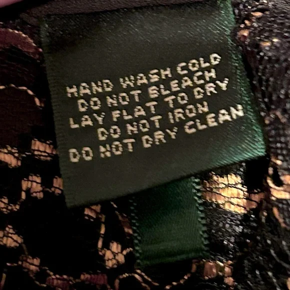 LAUREN RALPH LAUREN Skirt Womens 14 Black Gold Lace Tier MIDI Cocktail - Picture 7 of 14